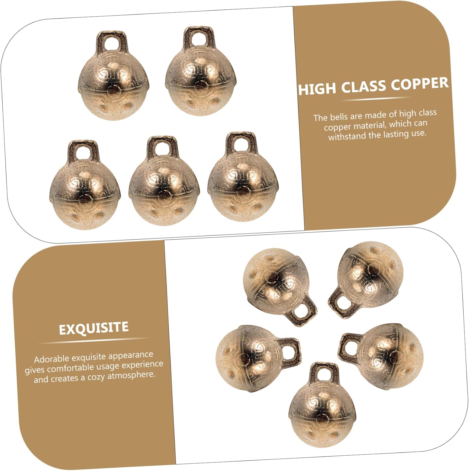 5pcs Copper Jingle Bells for Pets DIY Craft Bell Accessories Hanging Pet for Home Decor Holiday Decorations