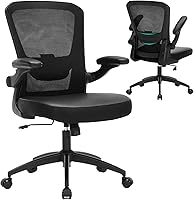 Vista 1 de Ergonomic Office Chair 400lbs PU Leather Mesh Desk Chair with Lumbar Support, Flip-Up Arms, Swivel Wheels, Adjustable Height, Rolling Executive