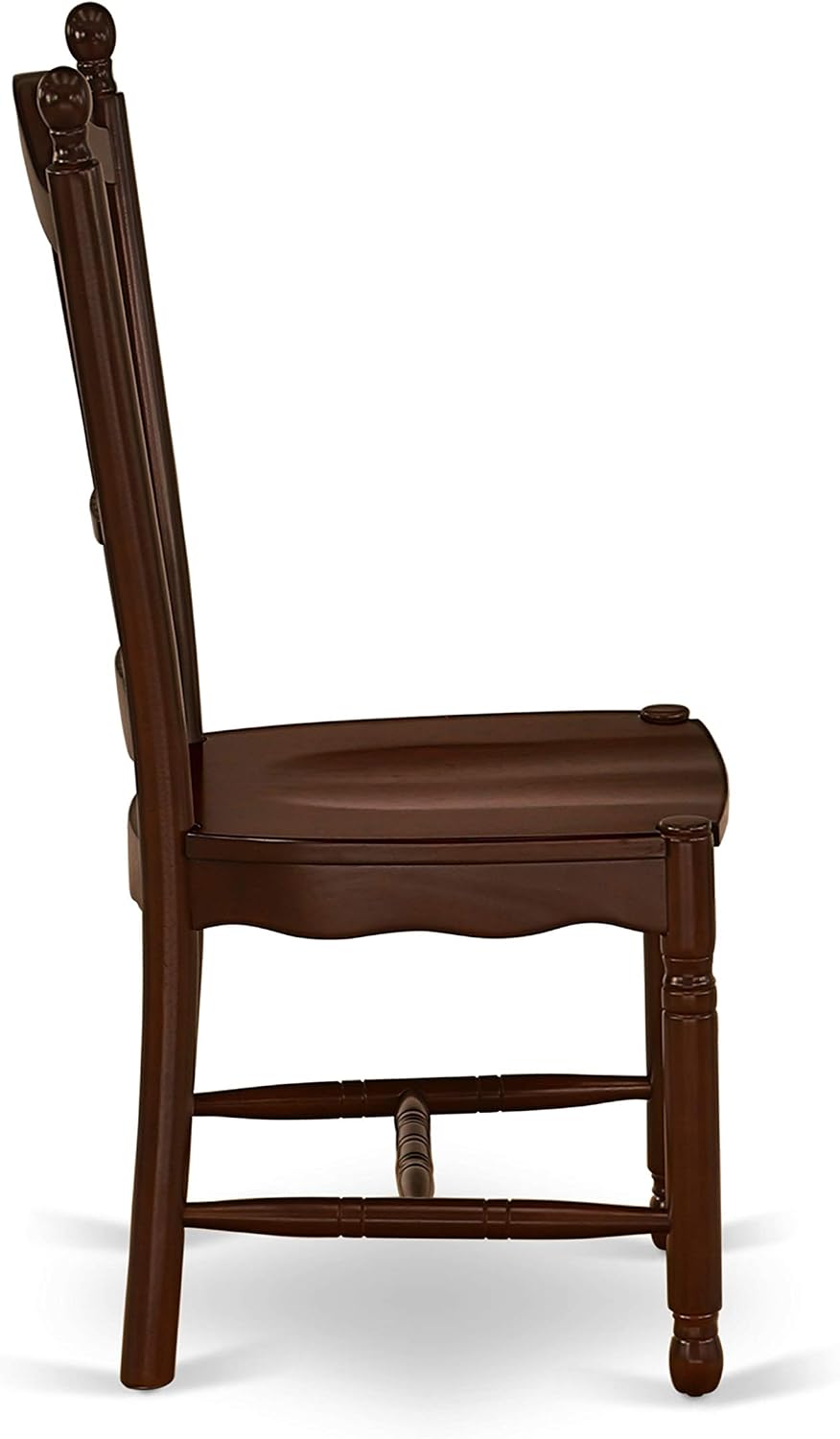 East West Furniture DOC-MAH-W Dover Kitchen Dining Chairs - Slat Back Wood Seat Chairs, Set of 2, Mahogany