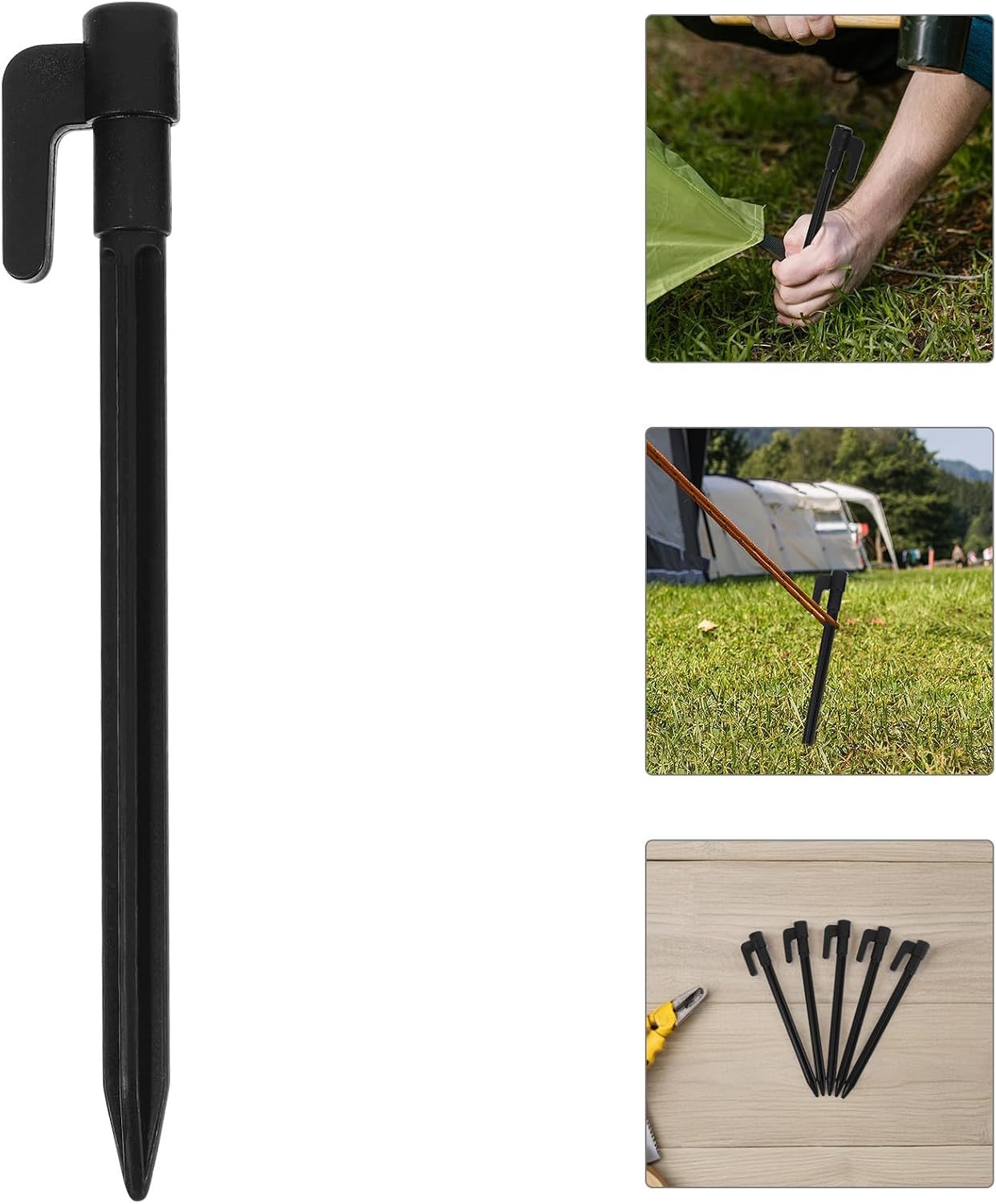 5pcs 14.5cm Plastic Ground Stakes Tent Pegs Camping Anchor Accessories Windproof Canopy Beach Tent Stakes for Outdoor Shelter Camping