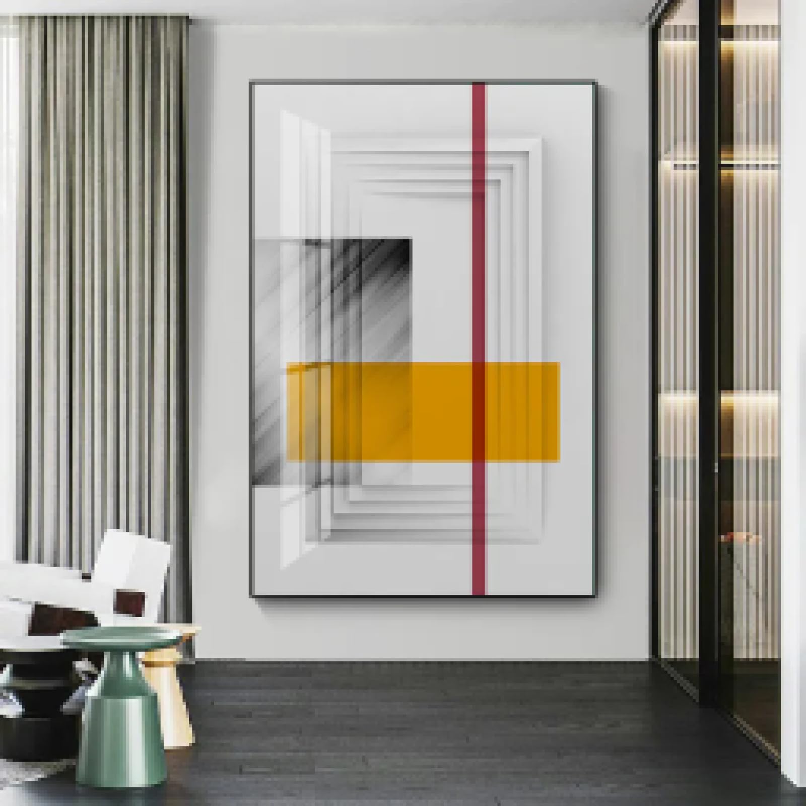 Affiche abstraite orange et rouge de 35 x 50 cm pour décoration murale moderne - 8