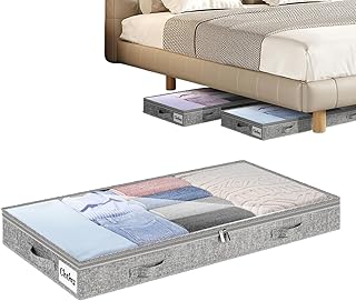 ベッド下収納コンテナ - 大容量防水 | アンダーベッドジッパー毛布収納バッグ - キルト セーター 寝具 布団 靴 寝室 クローゼット 寮 大学 家庭用