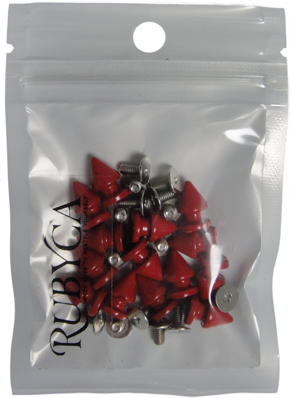 RUBYCA 12MM 500 Sets Metal Tree Spikes and Studs Metallic Screw-Back for DIY Punk Leather-Craft Red