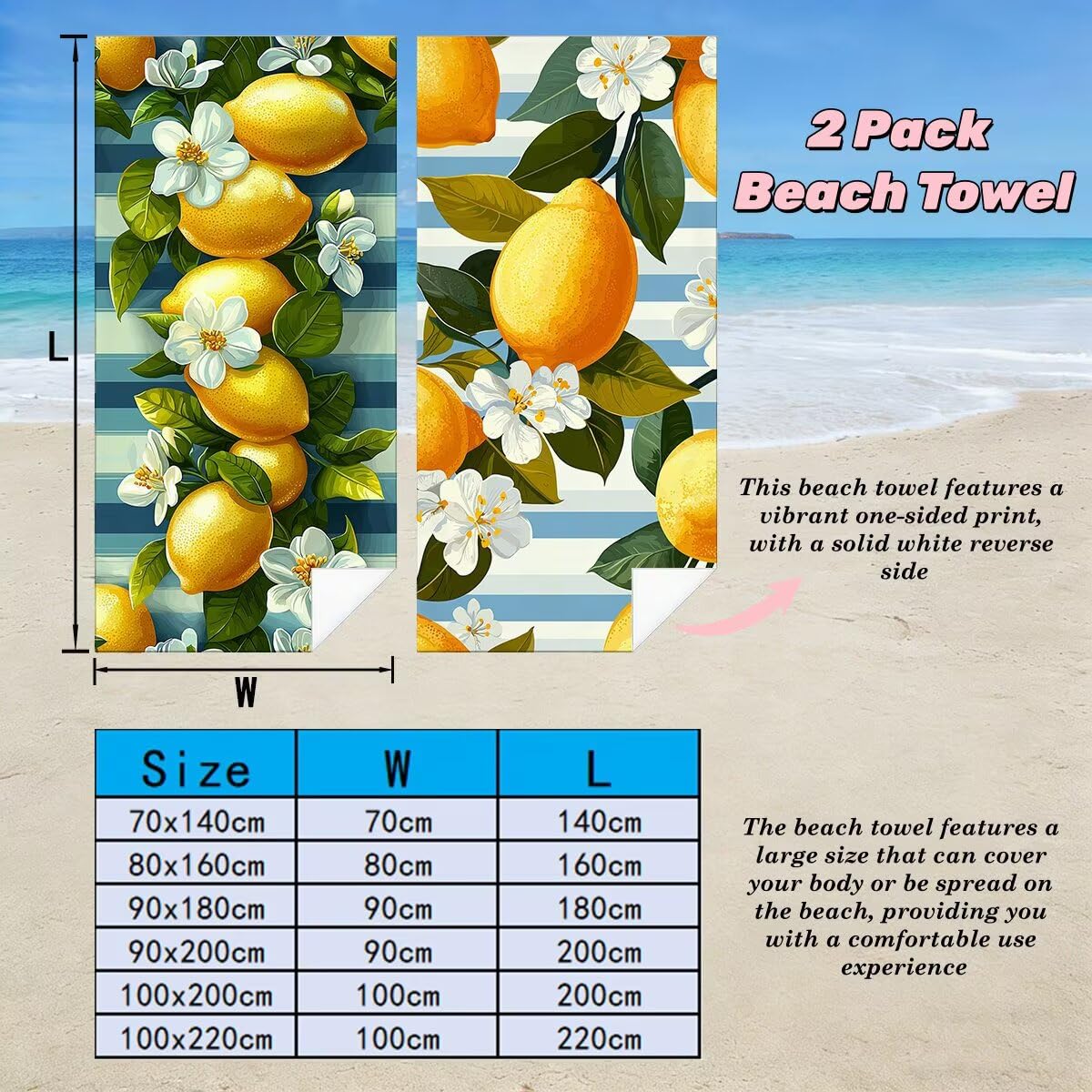 Ręcznik plażowy z mikrofibry, duży ręcznik plażowy 100 x 220 cm 2 sztuki, męski damski ręcznik gimnastyczny, odporny na piasek ręczniki plażowe, szybkoschnące ręczniki z mikrofibry na plażę w podróży