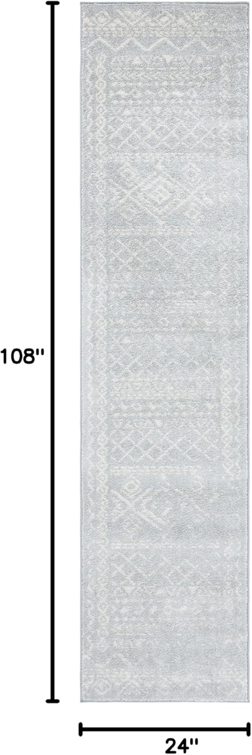 SAFAVIEH Tulum Collection Runner Rug - 2' x 9', Light Grey & Ivory, Moroccan Boho Distressed Design, Non-Shedding & Easy to Clean, Ideal for Living Room, Hallway, Foyer, Entryway, Bedroom (TUL268F)