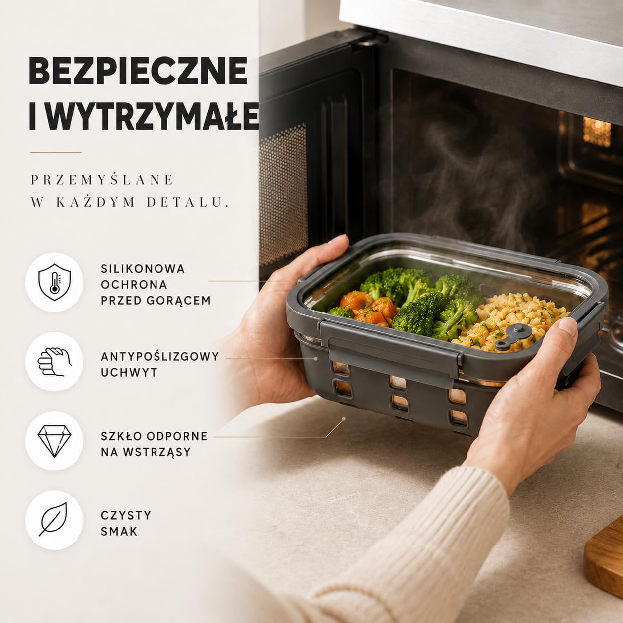 Zestaw Pojemników Meal Prep 3x1520ml – Szkło borokrzemowe, szczelne, piętrowe, mikrofalówka z zaworem parowym, silikonowa powłoka antyuderzeniowa