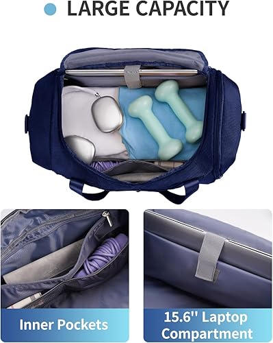 Miniatura 8 de Sportsnew Bolsa de gimnasio para mujeres y hombres con compartimento para zapatos, bolsillo húmedo, bolsa de lona para hombre para viajes con
