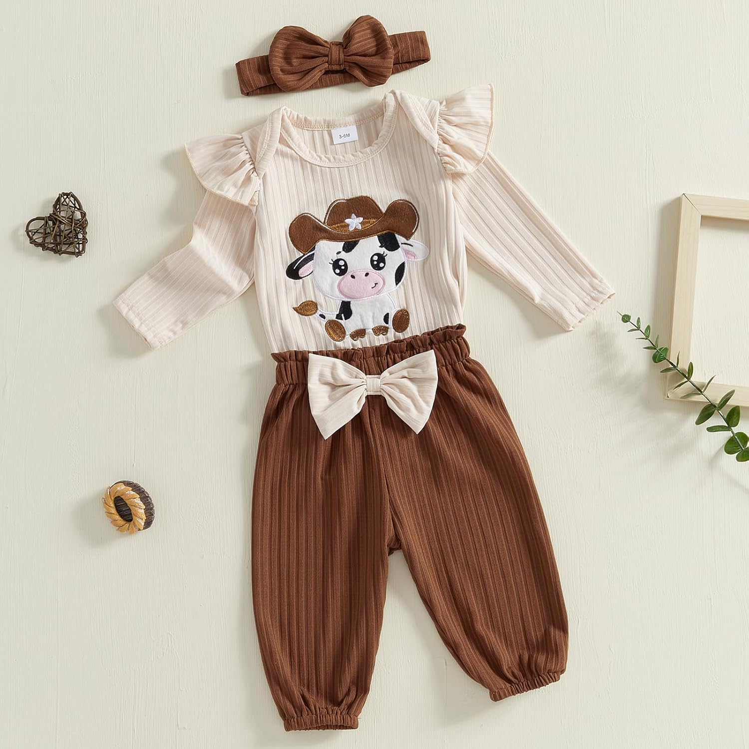 Baby Girl Clothes Newborn Girl Long Sleeves Romper Pants Headband Set Infant Outfits 3Pcs Spring Clothing - Image 3