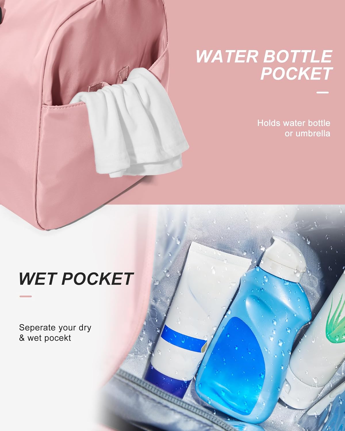 Gym Bag Womens,Travel Duffel Carry on Bag Sport Tote Bag Weekend Overnight Bag - Image 6