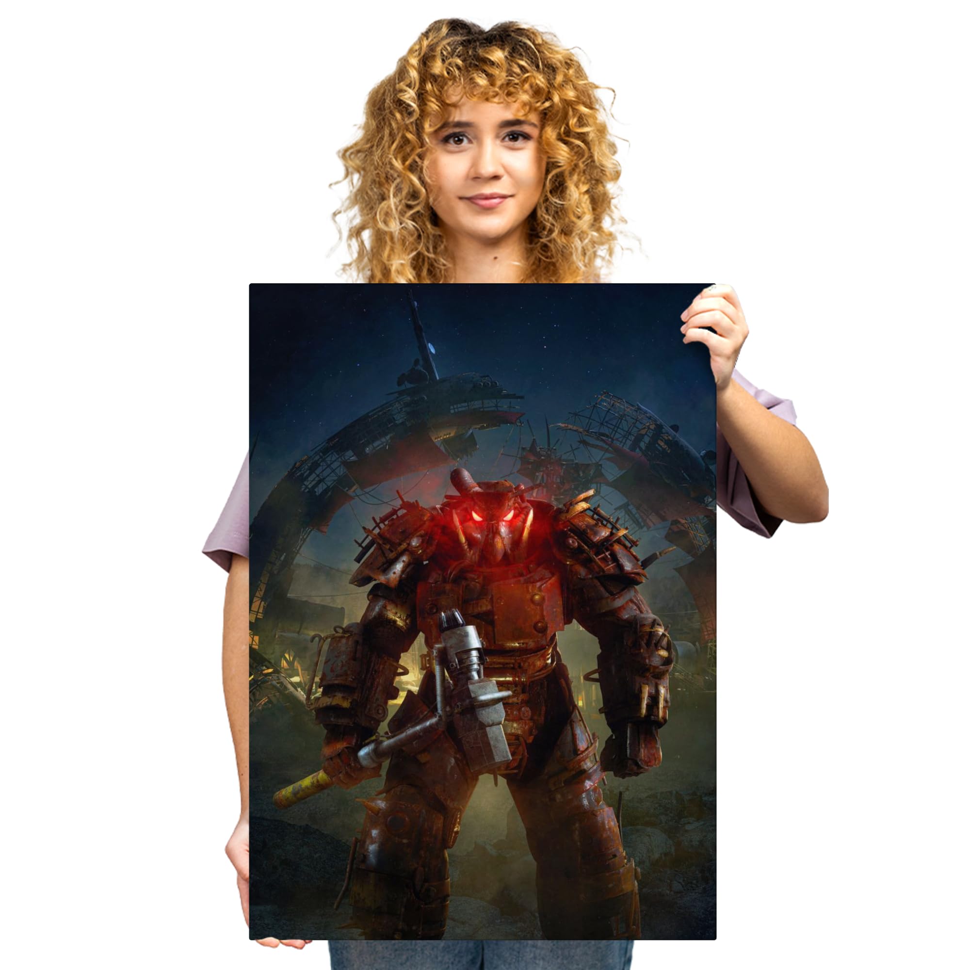 Displate – Poster in metallo – Montaggio magnetico – Fallout – Red Eyes – Dimensione L – 67,5 x 48 cm