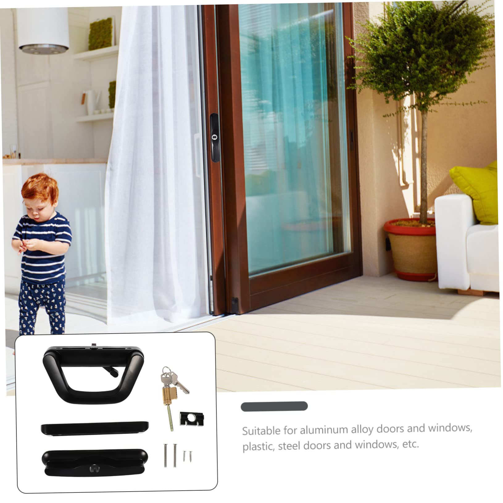 NUOBESTY Serrure de Porte Coulissante Loquet Simple Face Facile à Installer en Alliage de Zinc avec Clé Ensemble Pratique de 1 Set pour Balcon Cuisine
