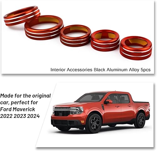 Miniatura 2 de GEEGEETOP Cubierta de aluminio para perilla de volumen de sonido de consola central compatible con Ford Maverick 2022 2023 XL XLT Lariat para