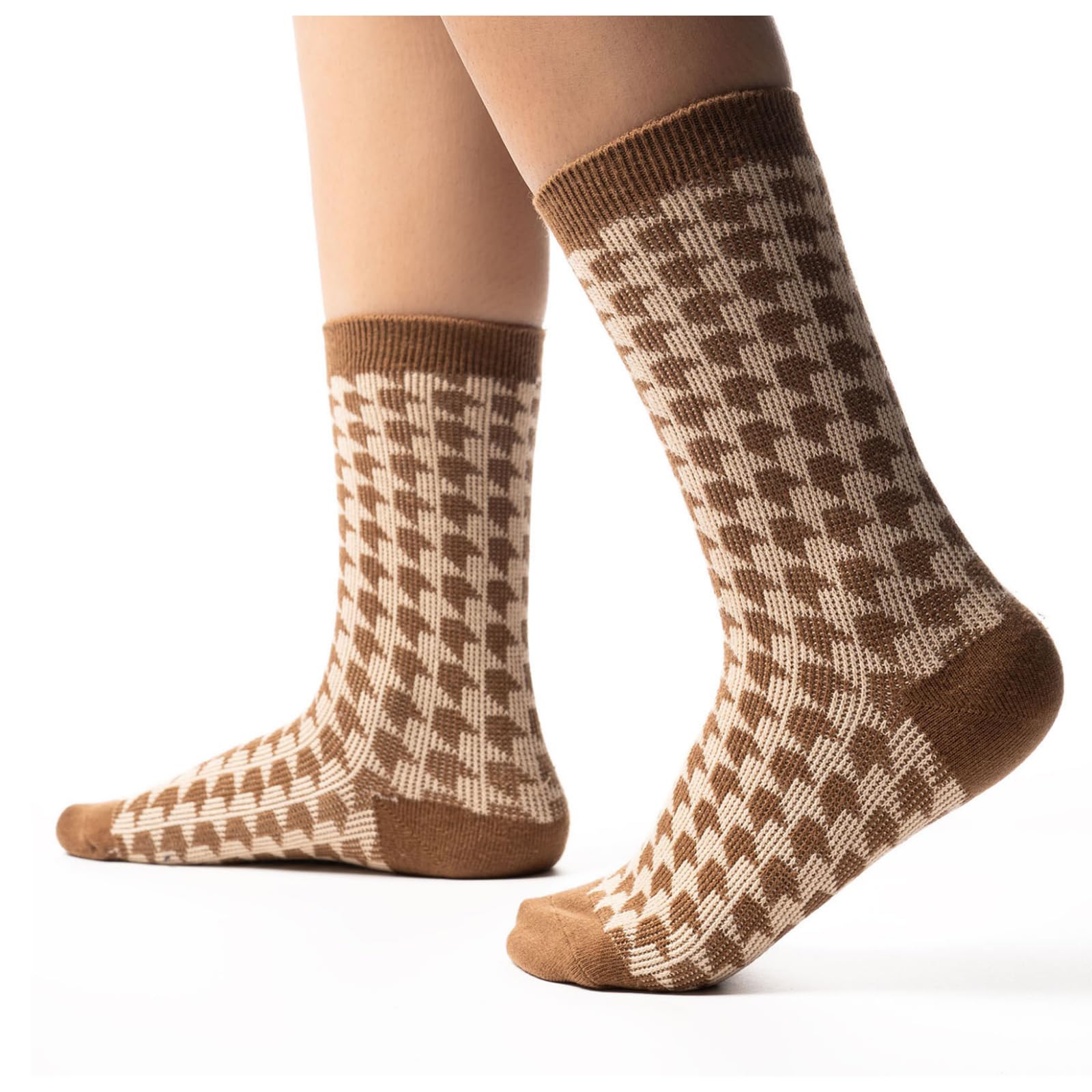 theater Houndstooth Brown Socks for Women I Soft Cotton I Comfortable I Breathable I Durable I Stylish I Stretchable-picture-22