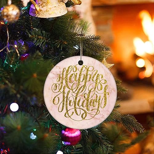 Miniatura 3 de Two-Side Printed Happy Holiday Ceramic Christmas Ornament Novelty for Family Friends Kids Abstract Christmas Keepsake Pendants