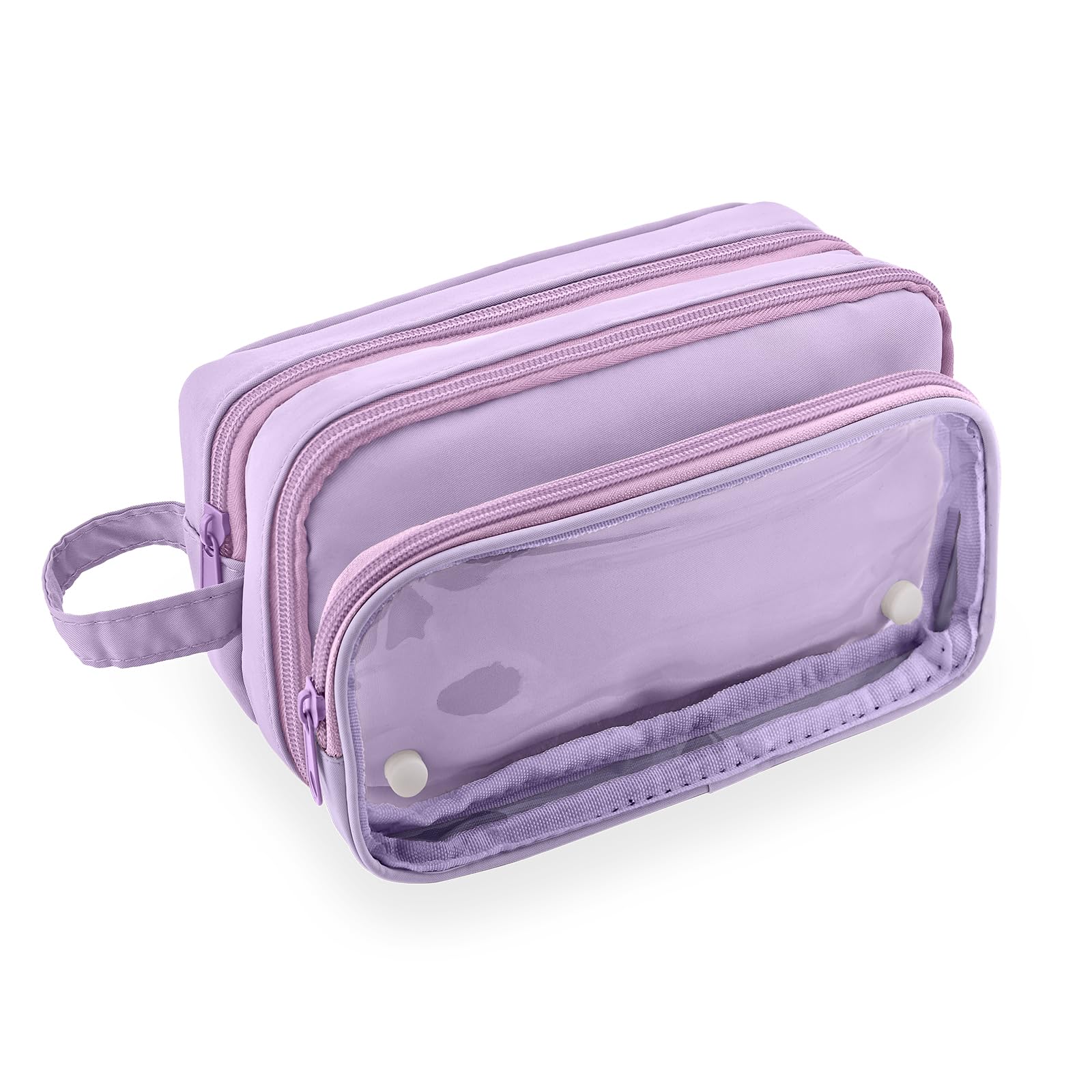 BAYTORY Multi-Compartment Pencil Case, Large Stitch Pencil Cases with Smooth Zipper