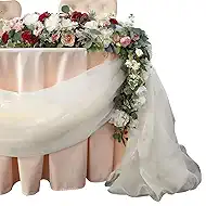 32ft Organza Table Runner Sheer Scarf Swags Gauze Valance for Rustic Wedding Arch Drapes Bridal Shower Party Decoration - Ivory