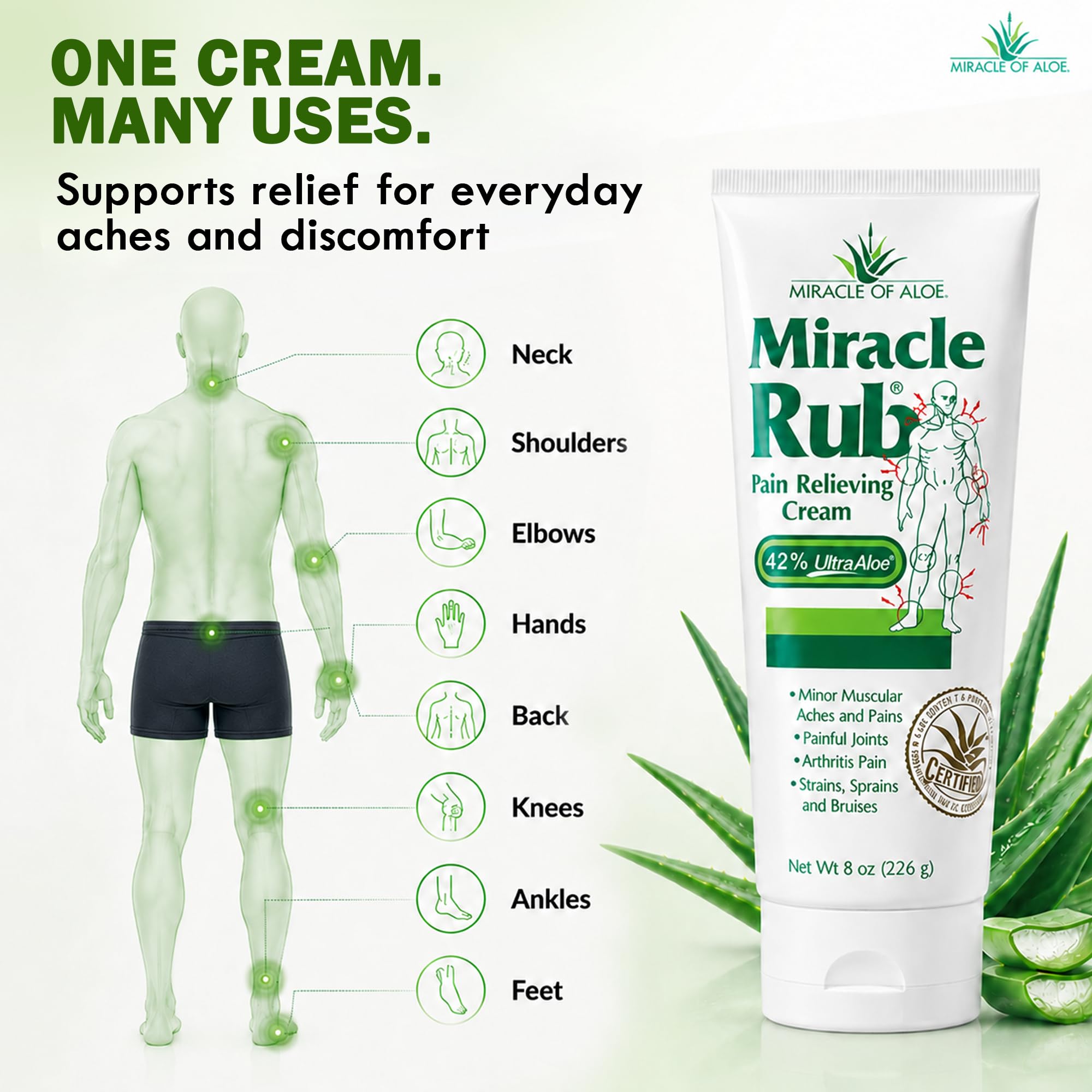 Miracle of Aloe Miracle Rub Pain Relieving Cream 8 Oz, Muscle & Joint Cream — Amazon image 3