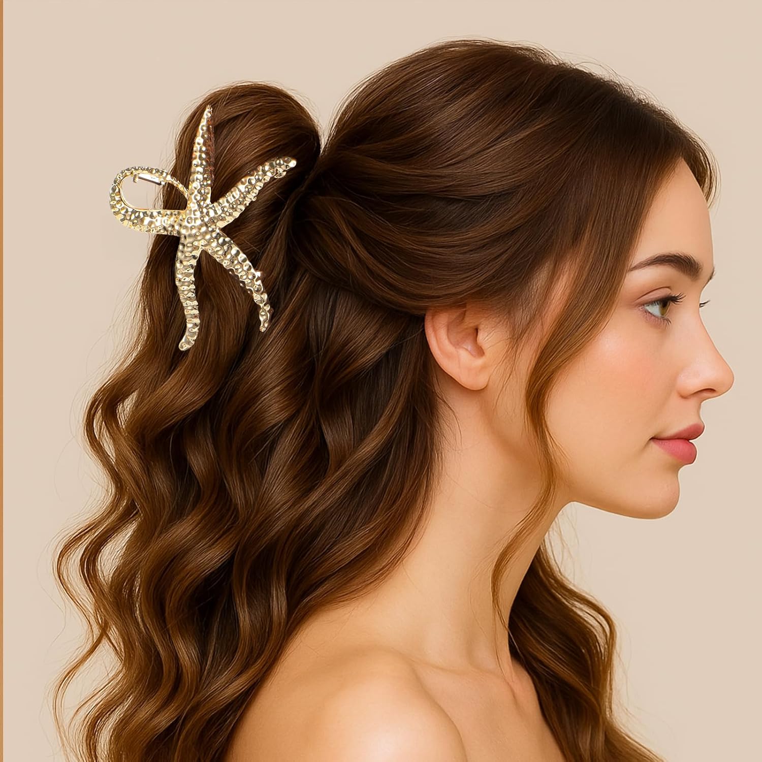 3Pcs Starfish Shell Gold Claw Clips, Metal Seashell Hair Clip, Shell Hair Clip for Women Girls, Strong Hold Decorative Beach Hairs Accessories(Large+Small) - Image 6