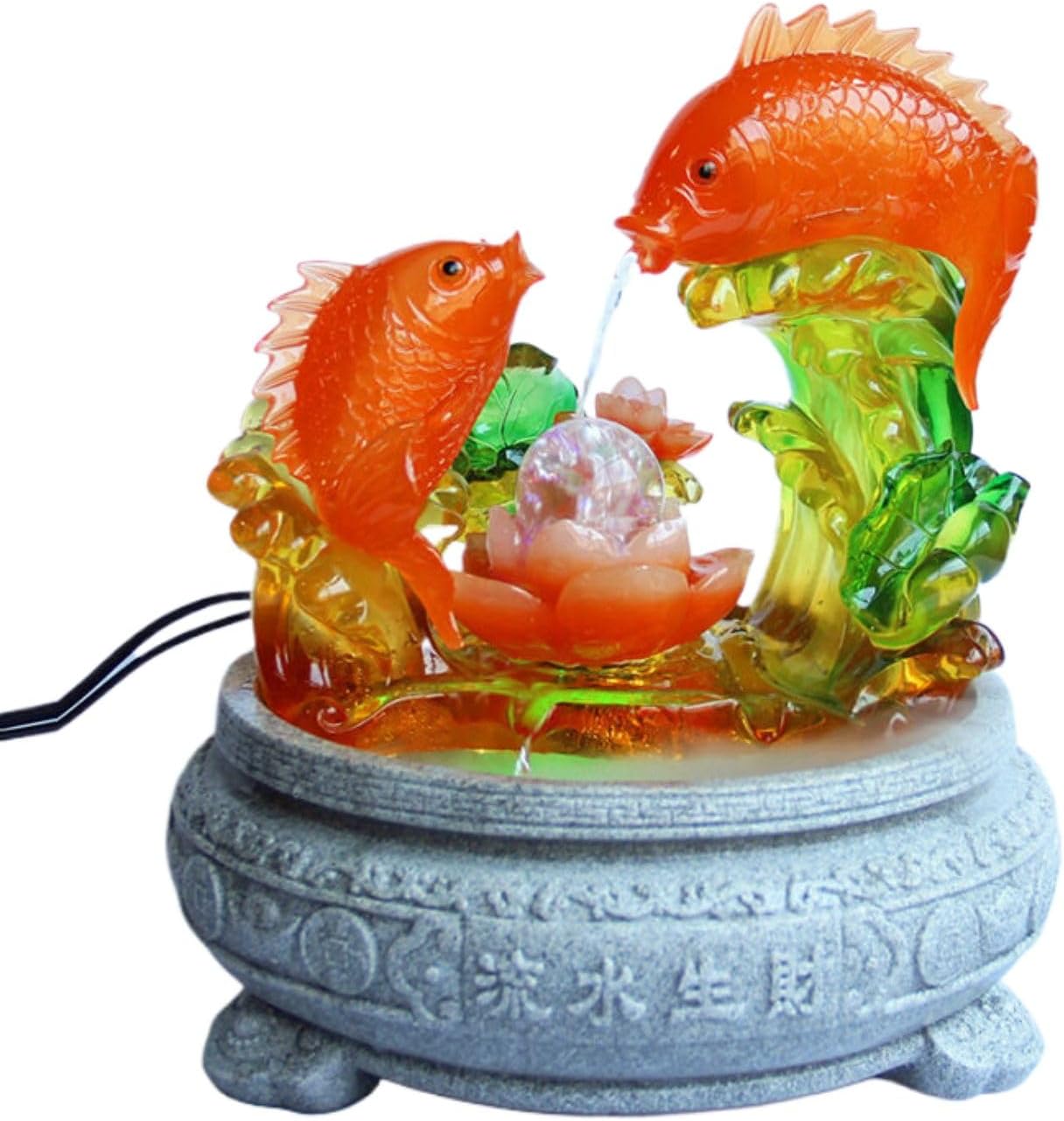 Fangool Resin Sculpture for Home Decoration - Circulating Water Feature for Entrance Hall, Living Room, Office Desktop, Housewarming Gift