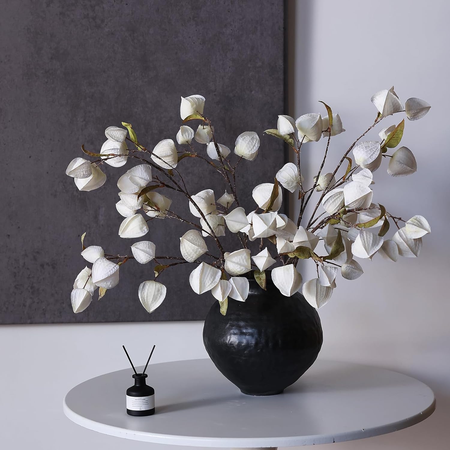 8PCS Artificial Physalis Branch for Vase - 29" Faux Cape Gooseberry Stem, Realistic Fake Branches for Kitchen, Home, Farmhouse, DIY Arrangements Decorations (Cream)