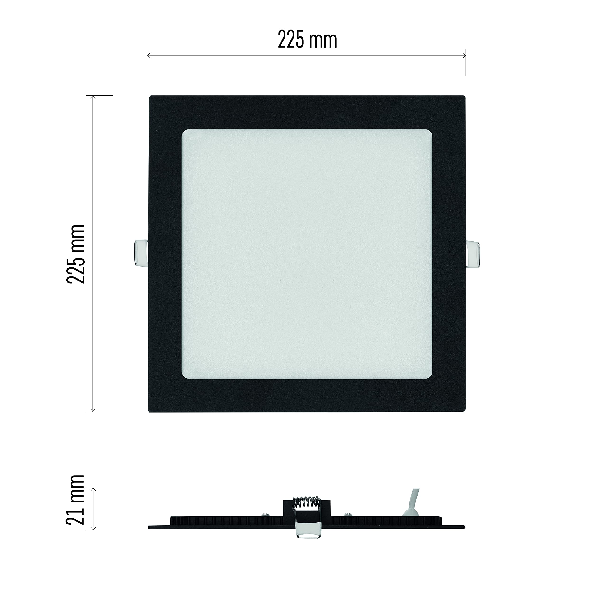 EMOS Panel LED de 18 W, cuadrado, 1600 lm, lámpara de techo, 22,5 x 22,5 cm, profundidad de montaje extraplana, 2,1 cm, 3 colores de luz ajustables blanco cálido neutro (30004000 K), incluye