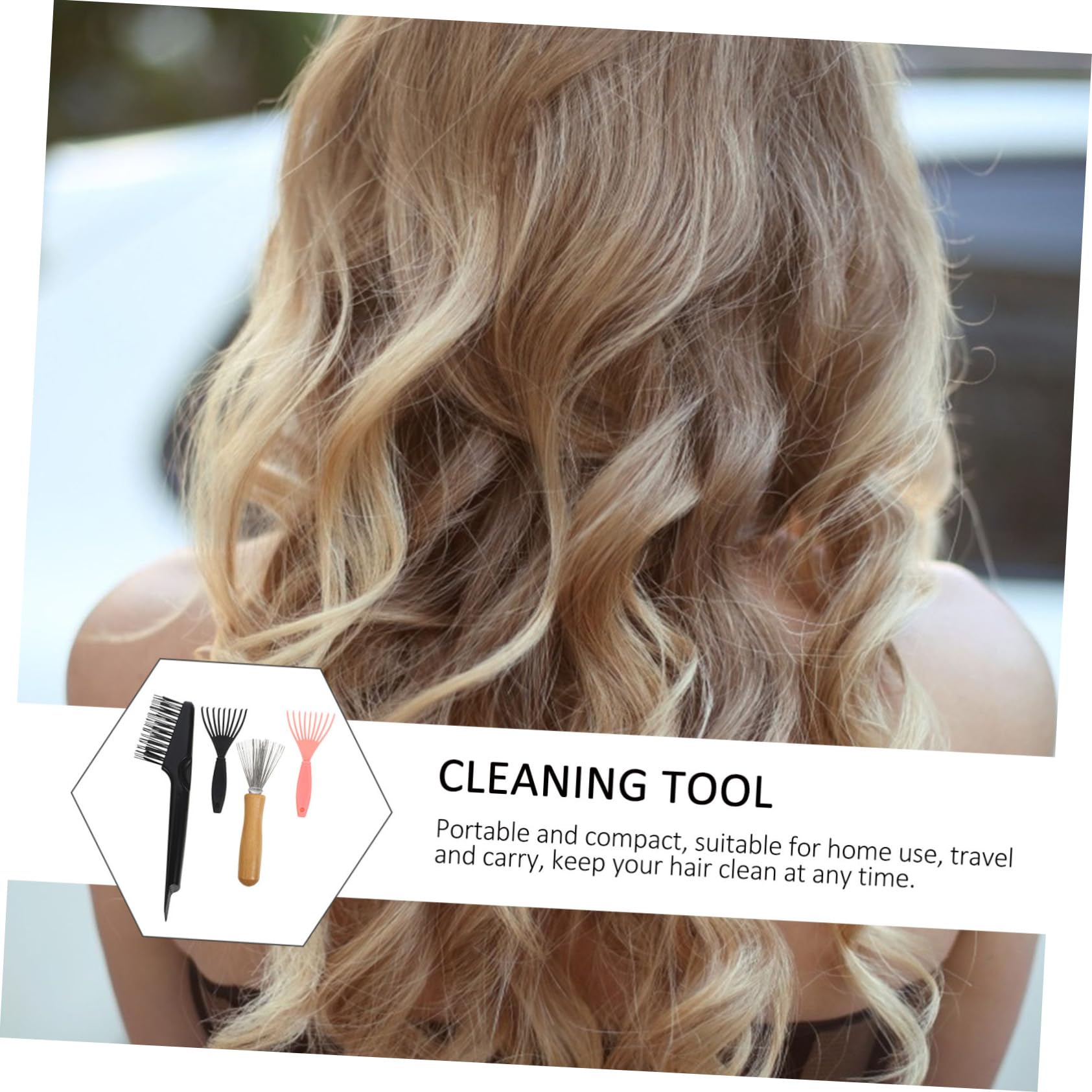 Beavorty Hair Comb Set 4pcs Brush Cleaner Gentle Claws Hair Removal for On-the-go Hair Maintenance