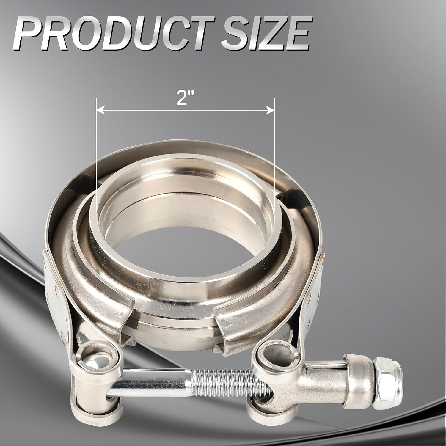 T304 Stainless Steel 2'' Inch V Band Bolt Clamp With Male Female Flanges Assembly For Exhaust System,Turbocharger,Exhaust Clamp 1PC
