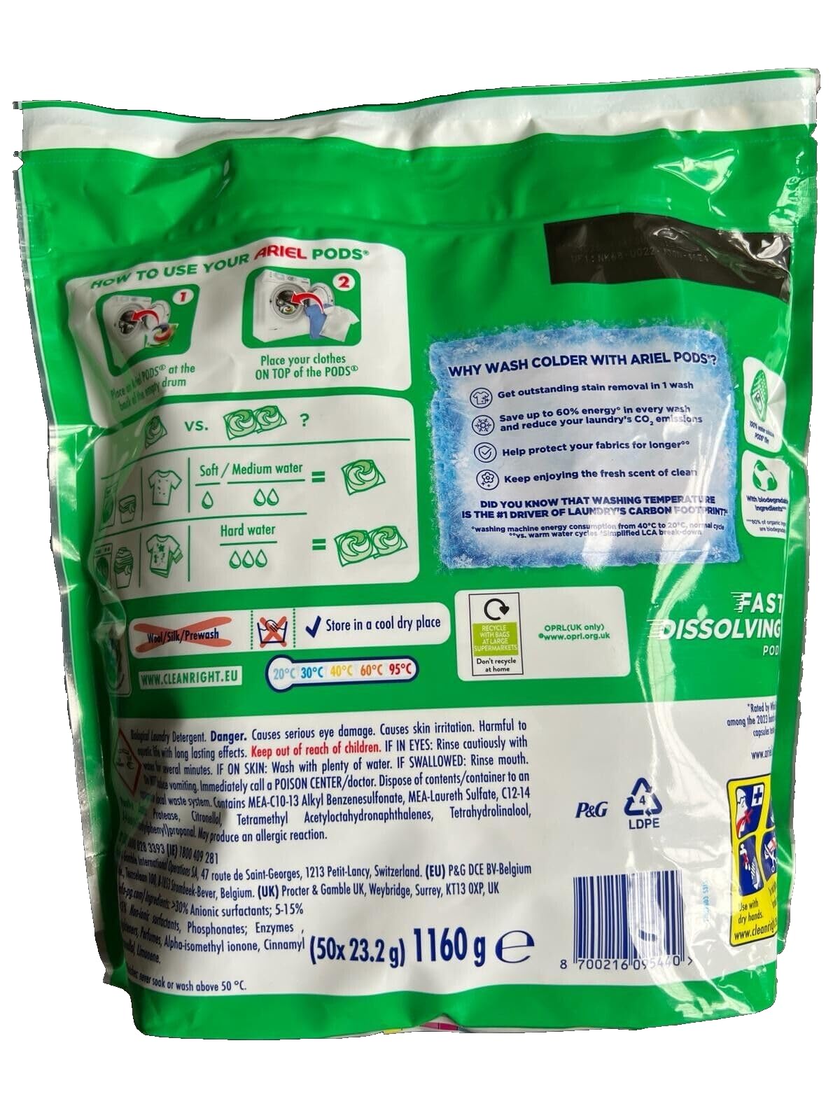 Ariel Platinum Plus Extra Stain Removal Pods, 50 kapsułek