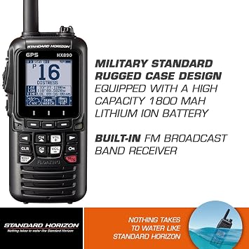 STANDARD HORIZON HX890BK VHF-HH, 6 Watt, w/GPS&FM Rcvr