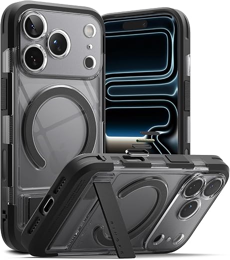 Ringke UX Magnetic Designed for iPhone 17 Pro Case [Compatible with MagSafe] [Built-in Metal Stand] Dual Layer Protective ...