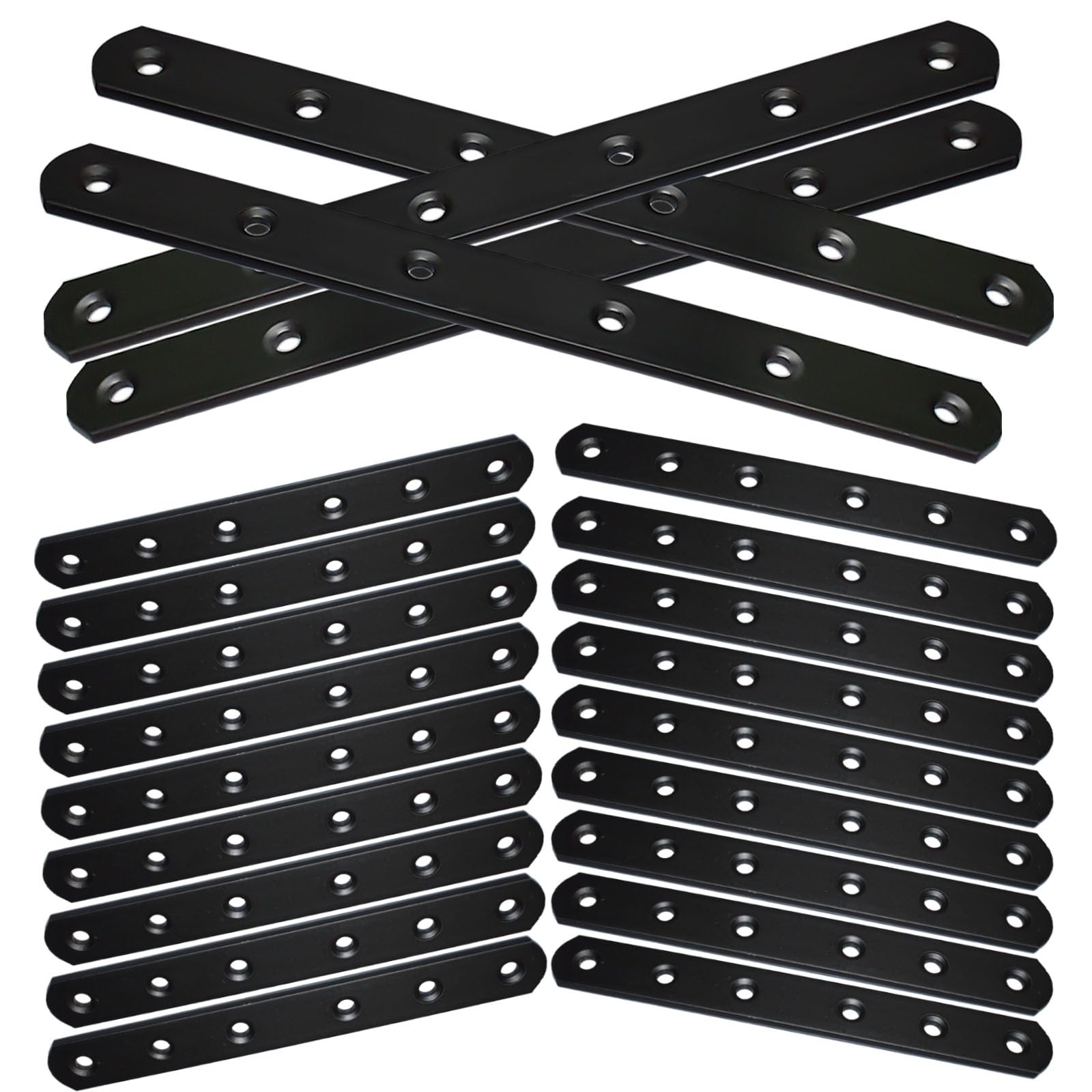 Paquete De 20 Soportes Rectos Negros, 6.5 Pulgadas, 6.5 Pulgadas, Soportes De Metal Para Tirantes, Placas De Unión Resistentes Para Valla De Madera