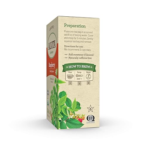Miniatura 6 de Alvita Té de hierbas de frambuesa roja orgánica, fabricado con hojas de frambuesa roja orgánica de alta calidad, y un suave aroma a hierbas y sabor