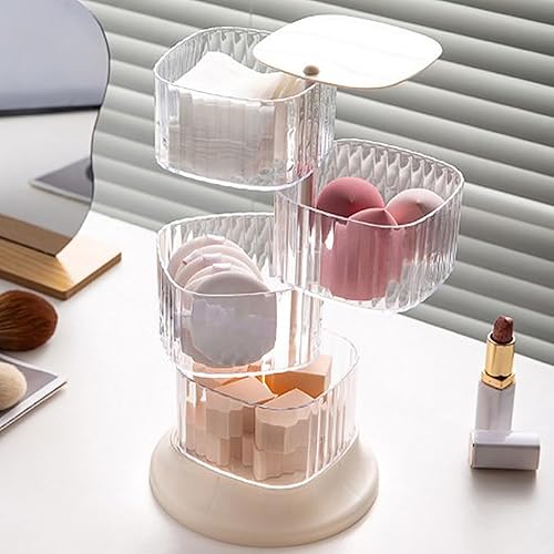 Miniatura 7 de Cryfokt Caja de almacenamiento de joyería giratoria de 4 niveles, organizador de accesorios para el cabello giratorio de plástico para pinzas para