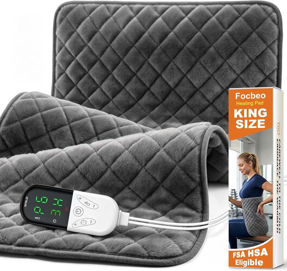 King Size Heating Pad, 35x20, 6 Heat Settings, Dry/Moist, Auto Shut-Off