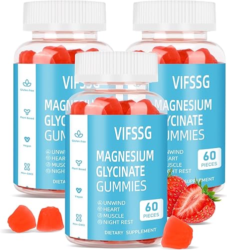 Gomitas de glicinato de magnesio 400 mg con L-treonato de magnesio 200 mg - Paquete de 3 gomitas sin azúcar, suplemento de magnesio, gomitas