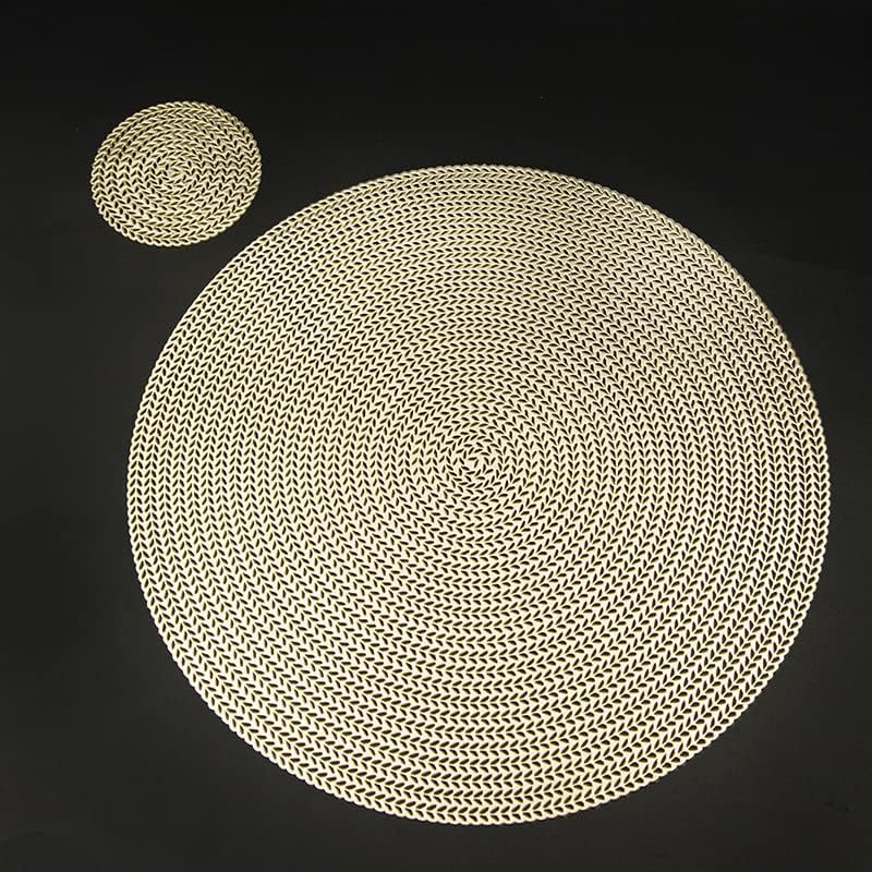 Miniatura 2 de 6 juegos de manteles individuales y posavasos huecos para mesa de hogar, tapete protector decorativo de vinilo antideslizante (dorado-trigo)