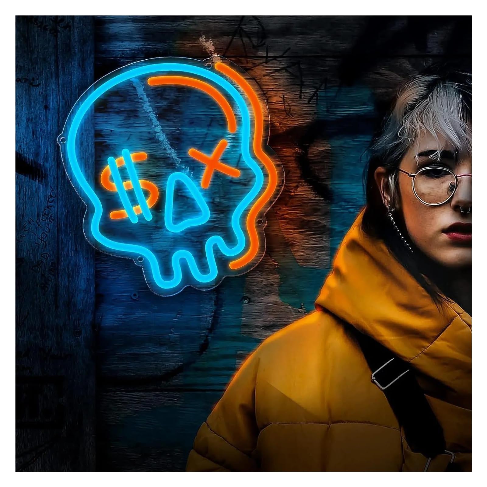 Luz de Diseño de Digital Lámpara De Neón LED Regulable Con Forma De Calavera Para Pared, Fiesta, Tienda, Club, Bar, Decoración De Habitación, Festival, Cumpleaños, Sorpresa 28CmX25Cm