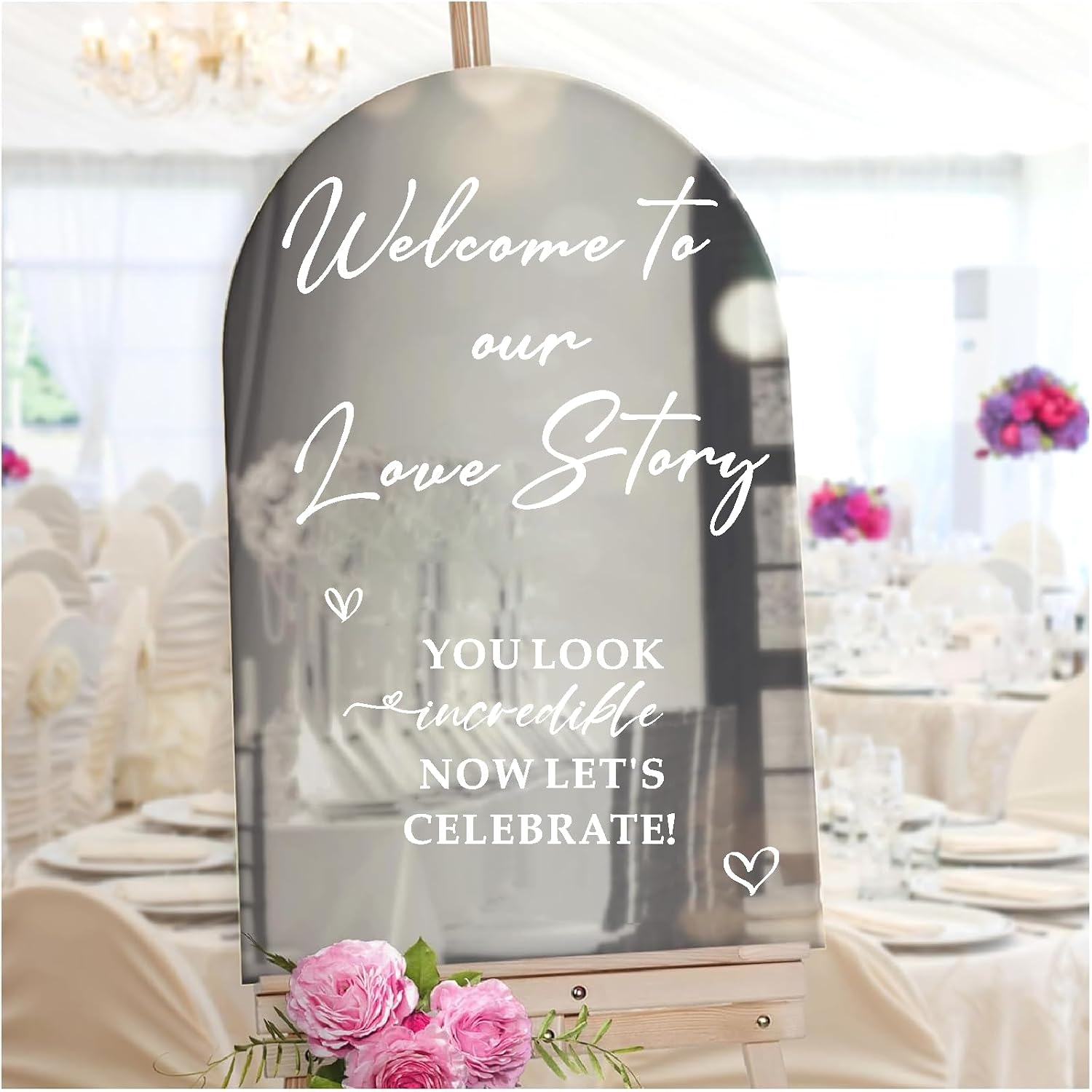 Wedding Welcome Sign Mirror Decals Wedding Decorations for Reception White image 5