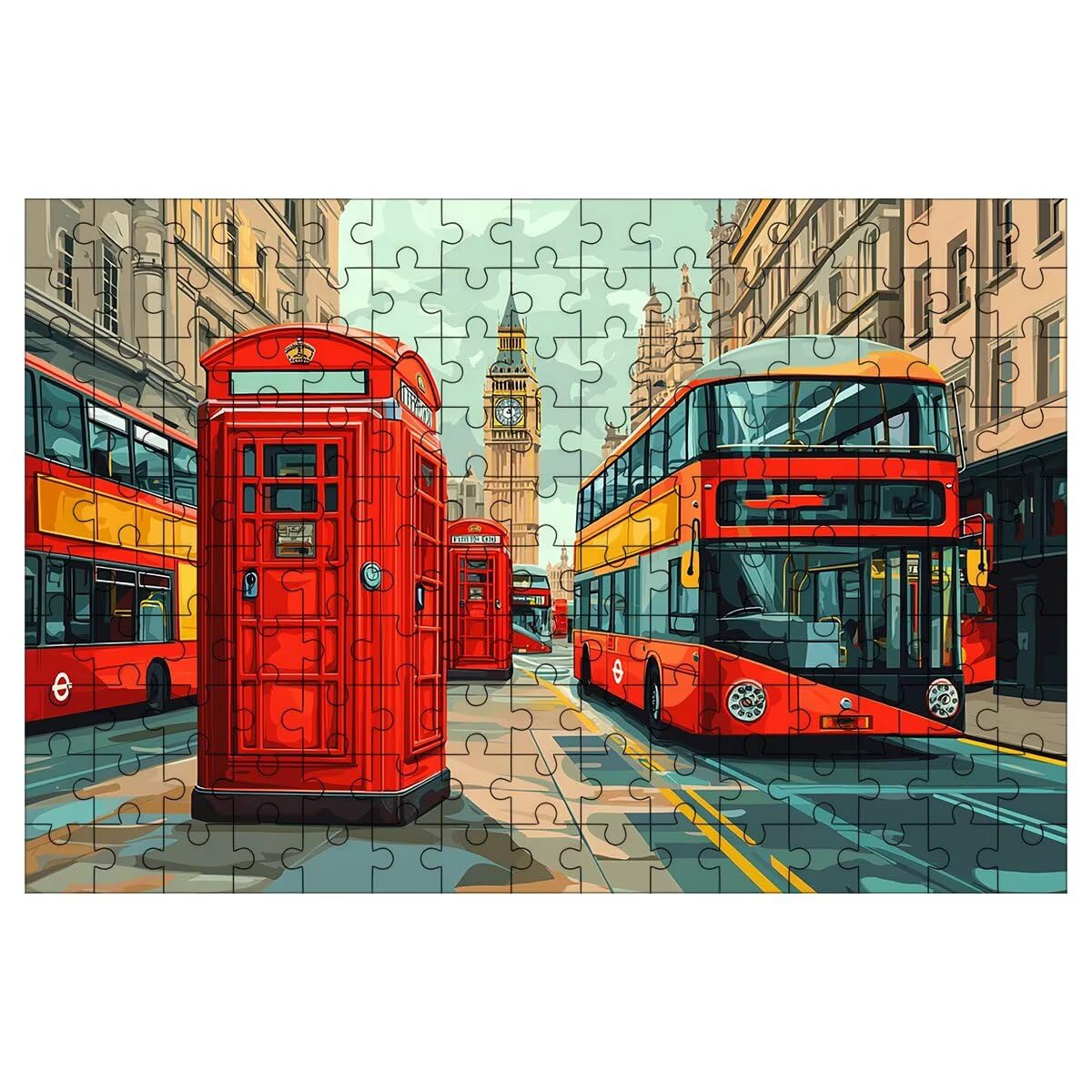 Puzzle 1500 elementów drewnianych dla dorosłych Londyn, samochód puzzle