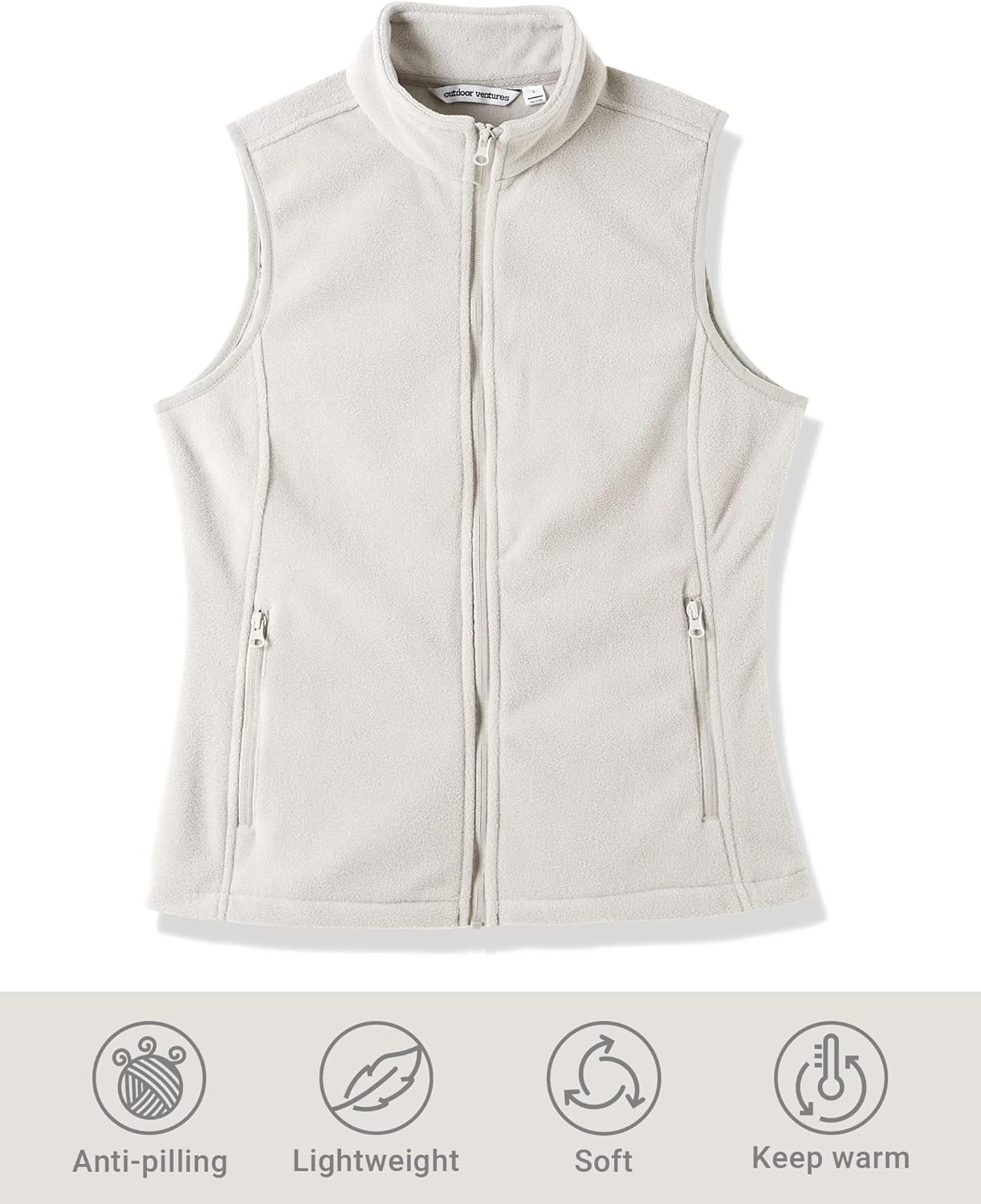 Outdoor Ventures Women's Polar Fleece Zip Vest Outerwear with Pockets,Warm Sleeveless Coat Vest for Fall & Winter - Image 4