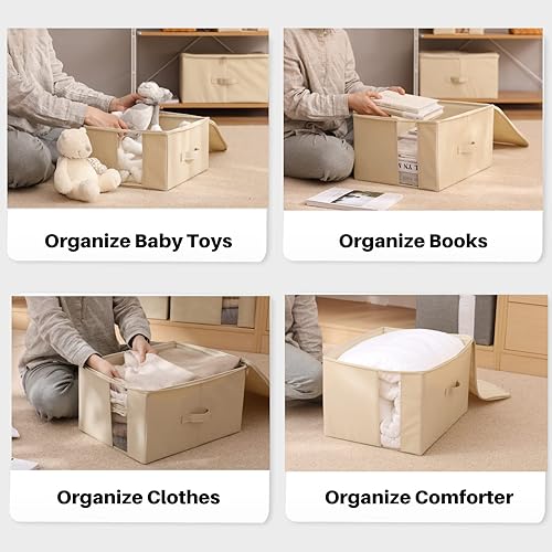 Miniatura 3 de CANFOD Almacenamiento debajo de la cama con ventana transparentetela resistente 600D, bolsas de almacenamiento debajo de la cama para ropa, ropa,