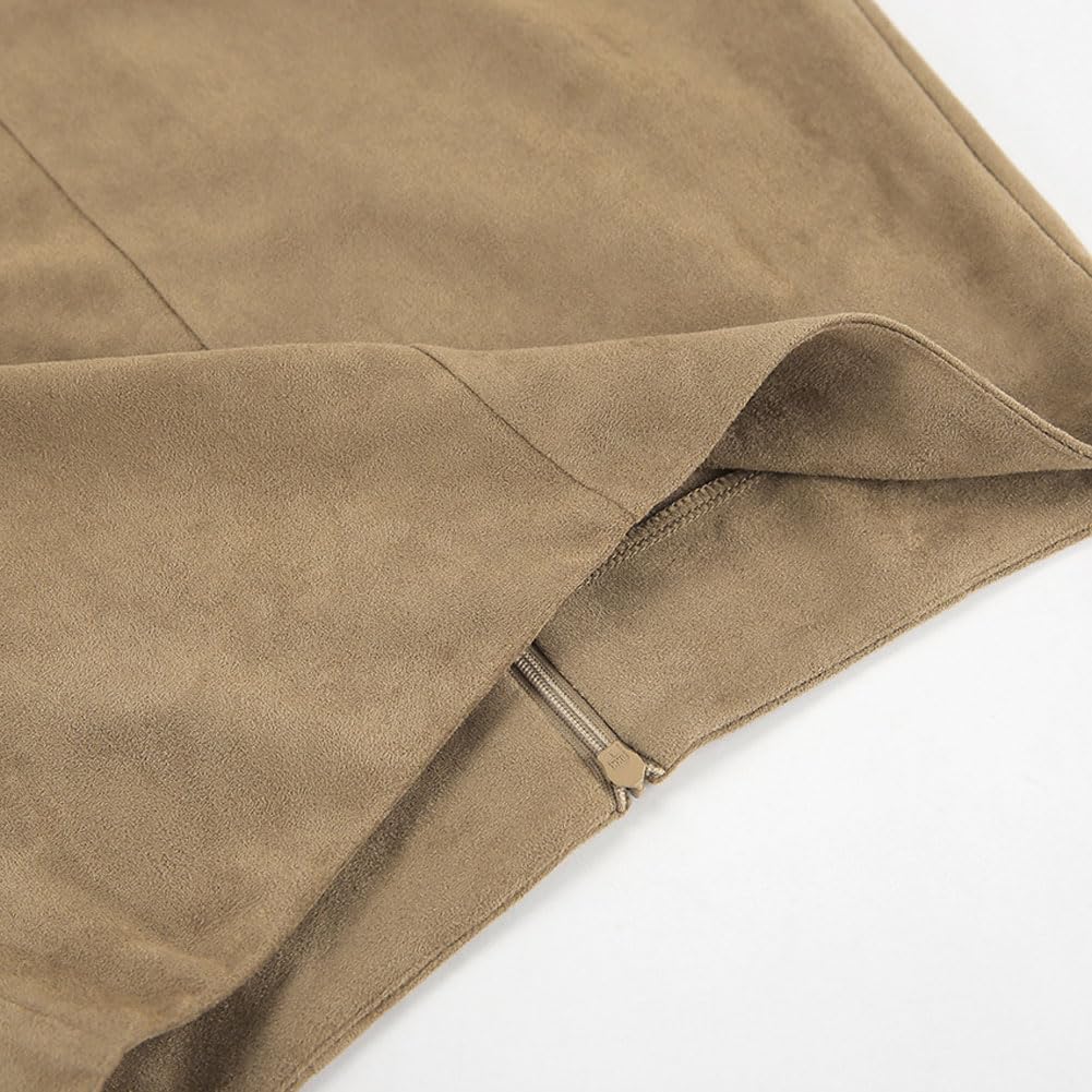 CHARTOU Women Fall Winter Elegant Faux Suede Leather Regular Fit Pencil Maxi Long Skirt - Image 5