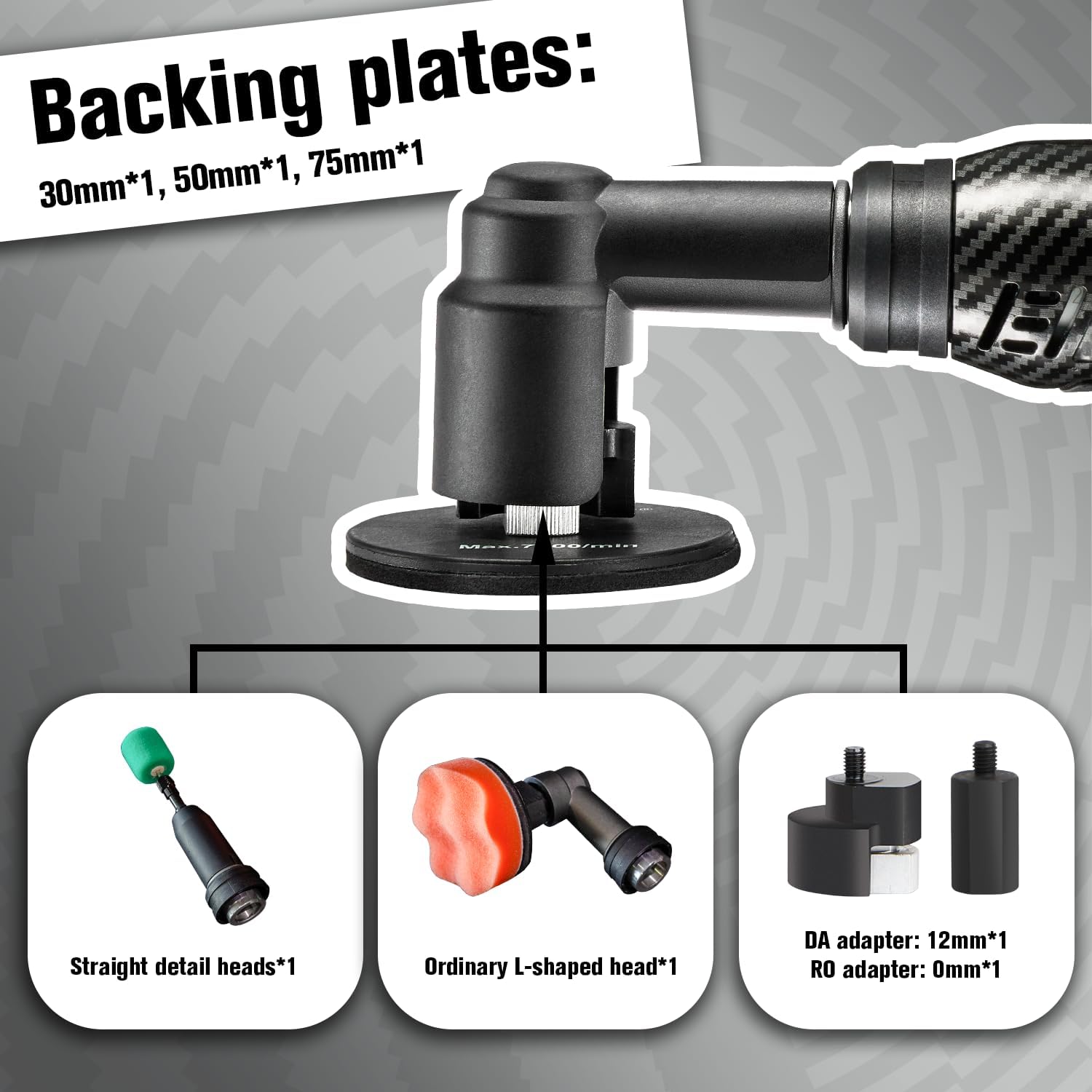 BATOCA S6 Mini Cordless Polisher for Car Detailing, 2x2.0Ah Batteries, 0mm Rotary Buffer & 12mm Dual Action Polisher 1-3 Inch, 2 Different Speeds Heads Systems, 4.2k-21k, 1-5k RPM Carbon Style