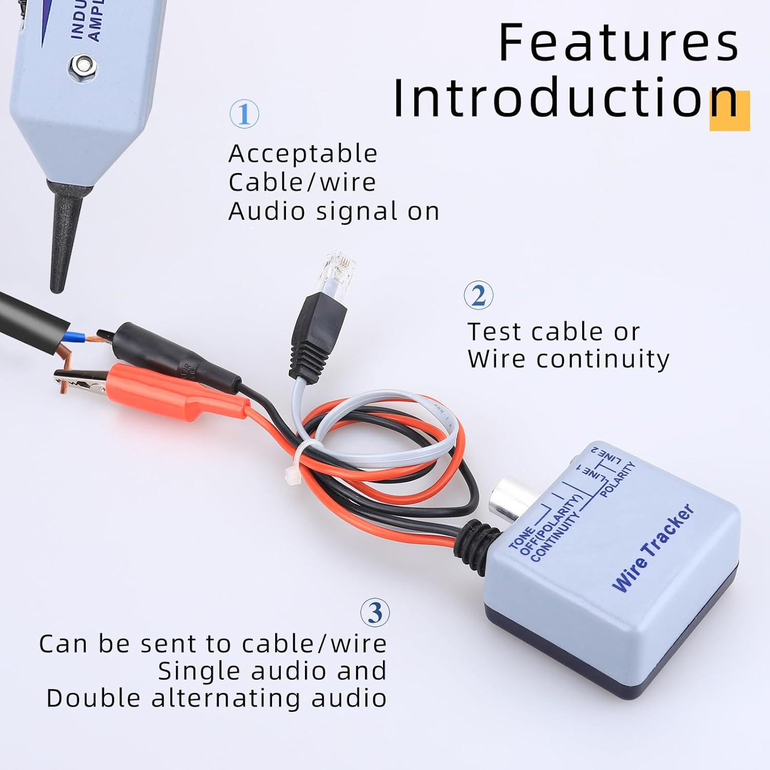 Tone Tracing Probe Kit Wire Tracer Circuit Tester Tone Generator Kit 200EP High Accuracy Cable Tester Line Finder Toner Inductive Amplifier Variable Tone Generator for Network