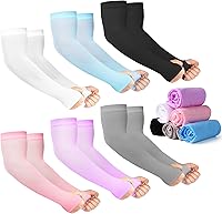 HRLOR 12 Pairs UV Cooling Arm Sleeves with Thumb Holes - Sun Protection for Men Women Sports, Cycling, Golf, Fishing, Driving (6 Colors)