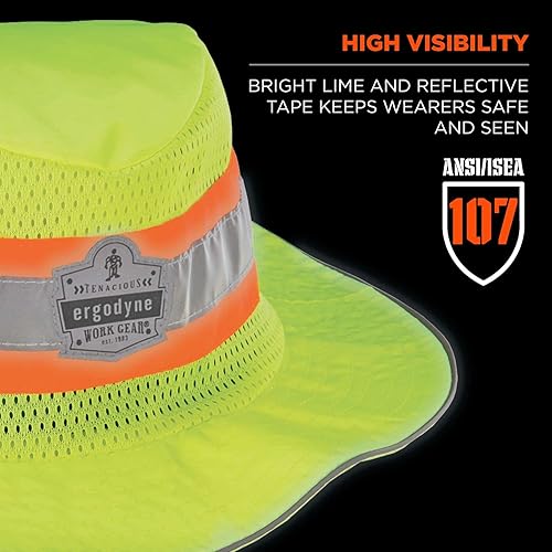 Miniatura 3 de Ergodyne GloWear Gorra de alta visibilidad, para guardia, flúor.