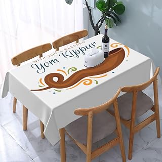 Yom Kippur Jewish Holiday Tablecloth 54x72 Inches Rectangle Polyester Table Cover Holiday Party Supplies for Picnic Dinner Decor
