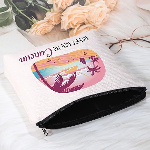 Miniatura 3 de POFULL Regalo de vacaciones en Cancún México Cancún Regalo de despedida de soltera Meet Me In Cancún Bolsa de cosméticos de viaje, Bolso Cancún