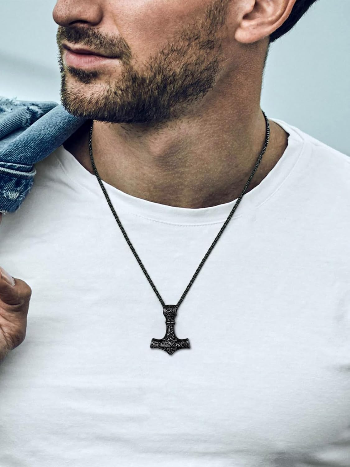FaithHeart Viking Thor's Hammer Talisman Necklace for Men, Vintage Norse Mjolnir Amulet Pendant with Sturdy Wheat Chain, Stainless Steel Jewelry (Gift Box) - Image 8