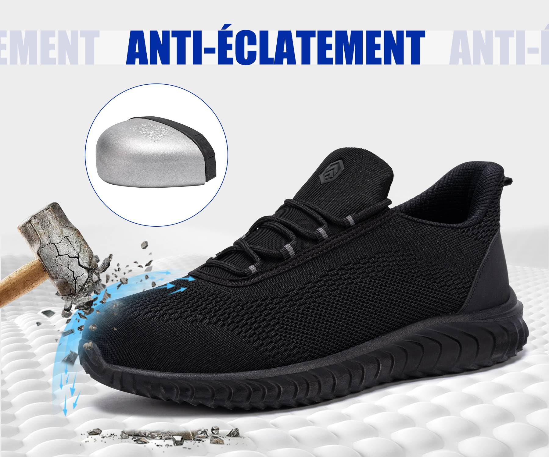 LARNMERN Chaussures de Sécurité Hommes Slip on Legere Baskets de Travail Chaussure de Chantier de Protection